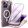 image:imageMiracase for iPhone 18 Pro Max Case with Builtin Screen Protector Full Camera Protector  Magnetic with MagSafe  360 Full Body Military DropProof 18 ProMax Bumper BurgundyMagnetic Clear Pink