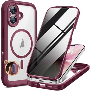 image:imageMiracase for iPhone 18 Pro Case with Privacy Screen Protector BlackDeep Magenta
