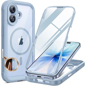 image:imageMiracase for iPhone 18 Pro Max Case with Builtin Screen Protector Full Camera Protector  Magnetic with MagSafe  360 Full Body Military DropProof 18 ProMax Bumper BurgundyLight Blue