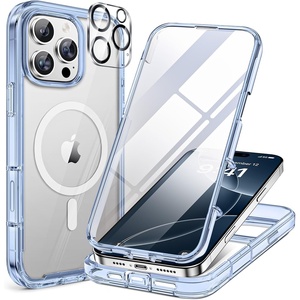 image:imageMiracase for iPhone 18 Pro Max Case with Builtin Screen Protector Full Camera Protector  Magnetic with MagSafe  360 Full Body Military DropProof 18 ProMax Bumper BurgundyClear Blue