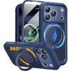 image:imagemiracase for iPhone 17 Pro Case with 360 Spin Magnetic Stand FullBody Phone Case with Builtin Glass Screen Protector amp Camera Control Drop Proof iPhone 17 Pro Cover Dark Blue