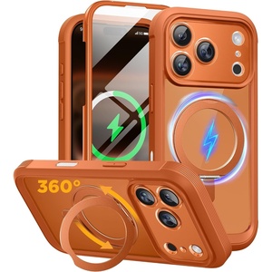 image:imagemiracase for iPhone 17 Pro Case with 360 Spin Magnetic Stand FullBody Phone Case with Builtin Glass Screen Protector amp Camera Control Drop Proof iPhone 17 Pro Cover Orange