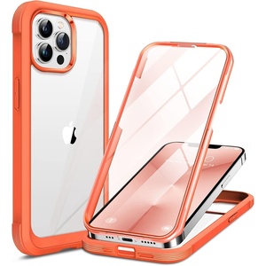 image:imageMiracase Glass iPhone 13 Pro Case 61 inch 2021 Upgrade FullBody Clear Bumper Case with Builtin 9H Tempered Glass Screen Protector for iPhone 13 ProOrange
