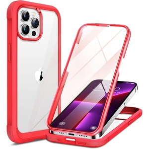 image:imageMiracase Glass iPhone 13 Pro Case 61 inch 2021 Upgrade FullBody Clear Bumper Case with Builtin 9H Tempered Glass Screen Protector for iPhone 13 ProRed