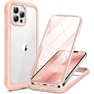 image:imageMiracase Glass iPhone 13 Pro Case 61 inch 2023 Upgrade FullBody Clear Bumper Case with Builtin 9H Tempered Glass Screen Protector for iPhone 13 Pro Pink