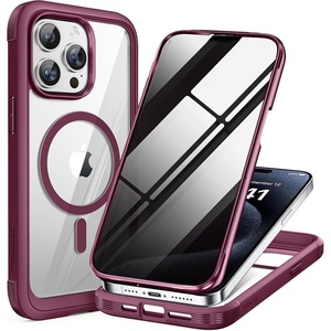 image:imageMiracase for iPhone 15 Pro Case 61with Private Screen ProtectorBlackWine Red