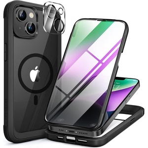 image:imageMiracase 2023 New Magnetic for iPhone 14 Case for iPhone 13 CaseCompatible with Magsafe Dust Defender FullBody Clear Bumper Case with Builtin 9H Tempered Glass Screen Protector BBMag Black