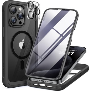 image:imagemiracase Magnetic for iPhone 15 Pro Case Compatible with MagSafe FullBody Bumper Phone case with Builtin Glass Screen Protectoramp Camera Protector Military Drop Proof 15 Pro Cover 61 inch Black