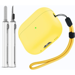 image:imageMiracase Designed for Airpods Pro 2nd Case with Cleaner Kit Soft Skin Cases for Airpod Pro 2 20232022 Front LED Visible Liquid Silicone Cover with Lanyard YellowYellow